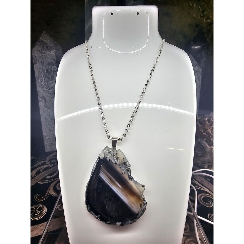 Brown agate Pendant Necklace - CrystalCloud Company - Brown agate Pendant Neckla